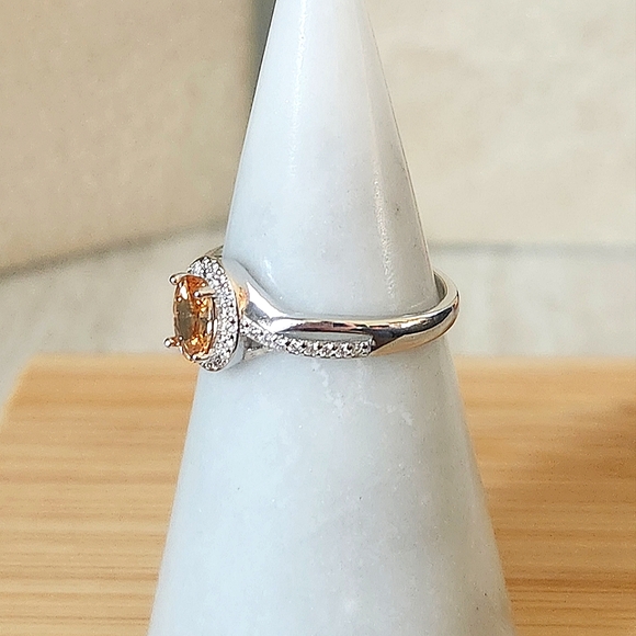 NWT Ryze Peach Moscato & White CZ .925 Sterling Silver Ring - Size 9.75 - Picture 2 of 9